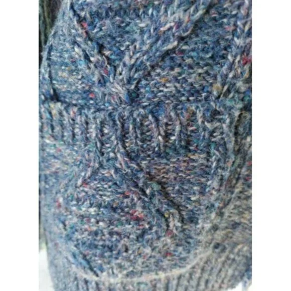 VTG CAMPUS Men's Blue Flecked Cable Knit Cardigan Sweater Size Large